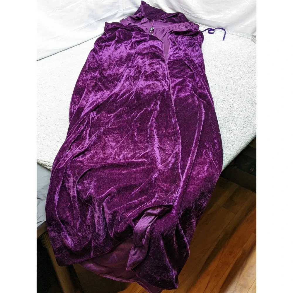 Evlatte Purple Velvet Hooded Cape Shawl 66